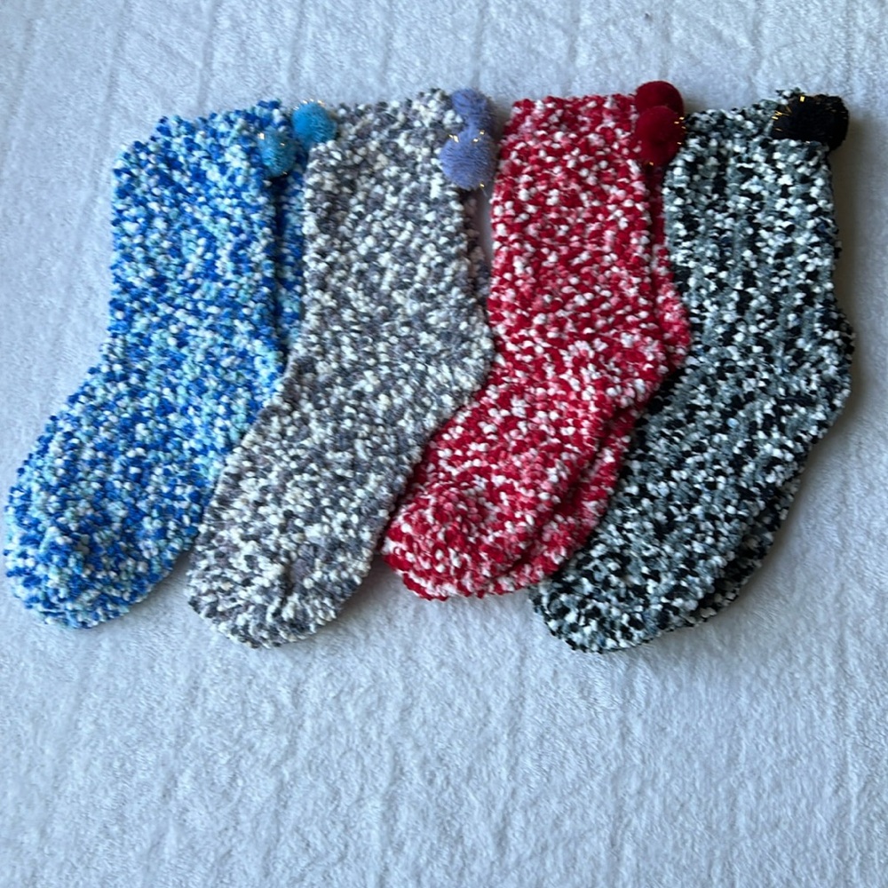 (4) Socks with Pom Poms